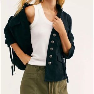 Free People Black Ella Sergeant cord Jacket size S